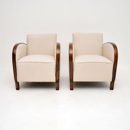 fig 1. 1930’s Pair of Art Deco Satin Birch Armchairs