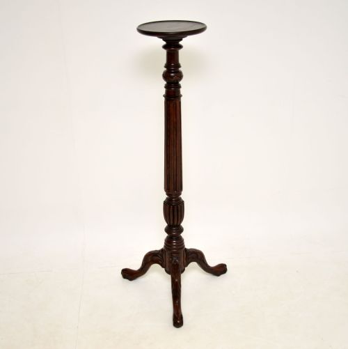 Antique Victorian Carved Mahogany Torchere Table
