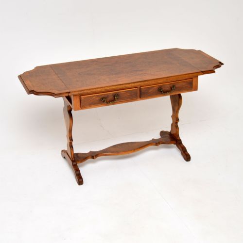 fig 1. Antique Burr Walnut Drop Leaf Coffee Table

