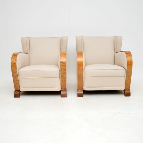 fig 1. 1920’s Pair of Art Deco Satin Birch Armchairs