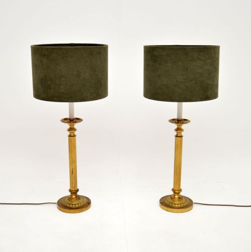 fig 1. Pair of Antique Fluted Brass Table Lamps