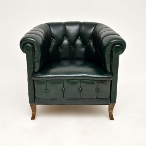 fig 1. Antique Swedish Leather Club Armchair