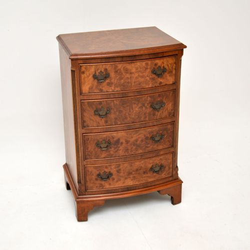 Antique Bow Front Chest of Drawers in Burr Walnut
