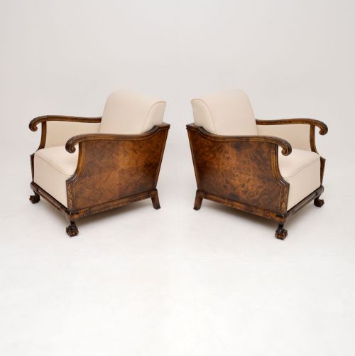 fig 1. Pair of Antique Swedish Satin Birch Armchairs