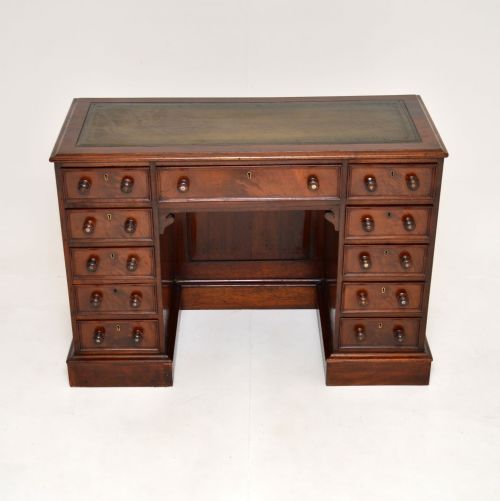 fig 1. Antique Victorian Mahogany Leather Top Knee Hole Desk