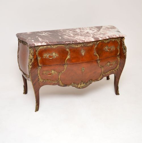 Antique French Marble Top Bombe Commode