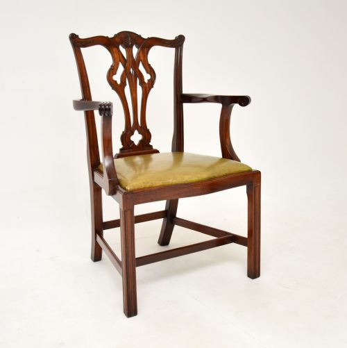 fig 1. Set of 10 Antique Mahogany Chippendale Carver Dining Chairs