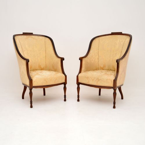 Pair of Antique French Mahogany Armchairs