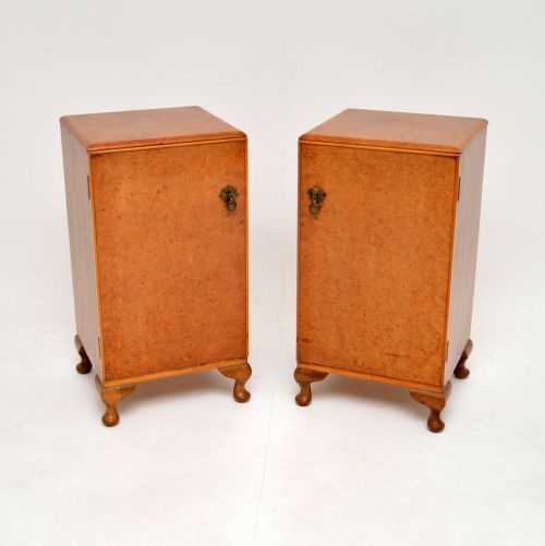 Pair of Antique Burr Walnut Bedside Cabinets
