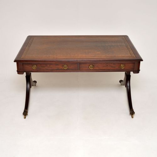 fig 1. Antique Regency Period Mahogany Leather Top Partners Desk

