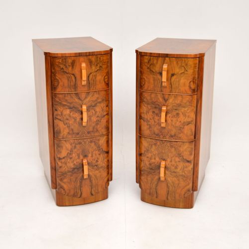 Pair of Art Deco Burr Walnut Bedside Chests