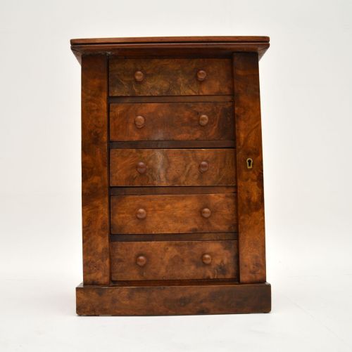 fig 1. Antique Victorian Burr Walnut Miniature Wellington Chest
