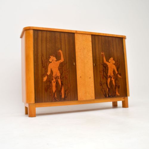 Antique Swedish Inlaid Satin Birch Cabinet
