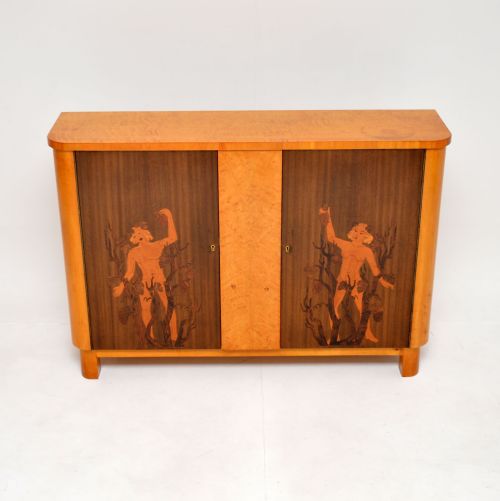 fig 1. Antique Swedish Inlaid Satin Birch Cabinet

