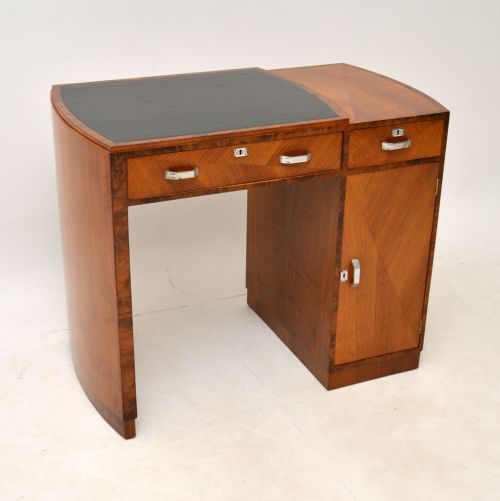 Art Deco Figured Walnut & Leather Desk
