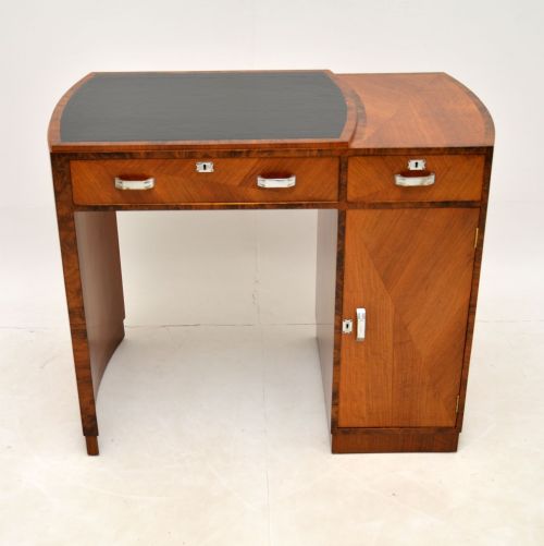 fig 1. Art Deco Figured Walnut & Leather Desk
