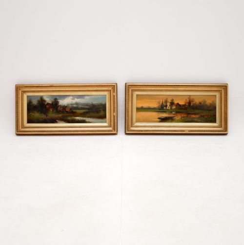 Pair of Antique Landscape Oil Paintings by J. C Jonas