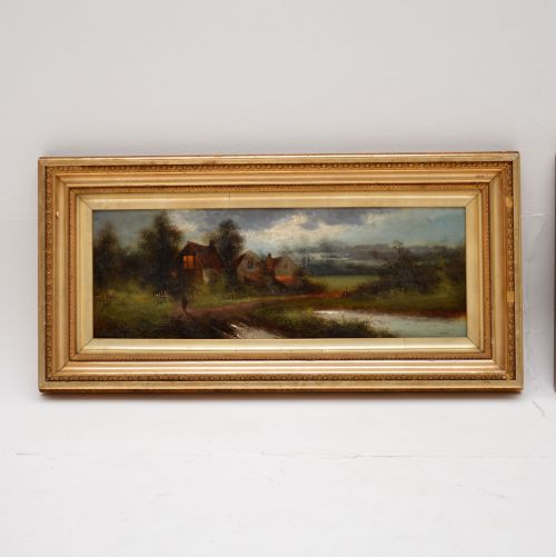 fig 1. Pair of Antique Landscape Oil Paintings by J. C Jonas