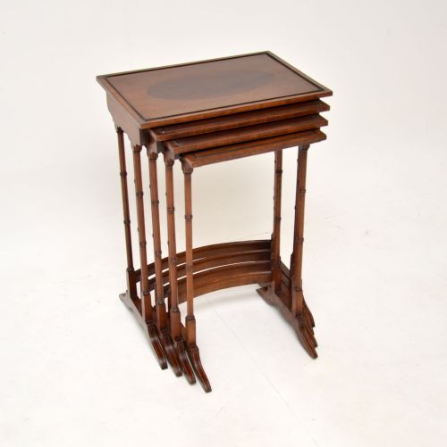 Antique Inlaid Mahogany Nest of Four Tables