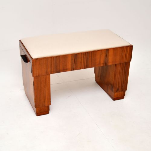 Art Deco Figured Walnut Duet Piano Stool
