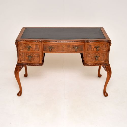 Antique Burr Walnut Leather Top Writing Desk