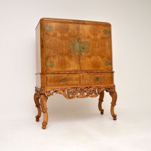 Antique Burr Walnut Cocktail Drinks Cabinet by Hille
