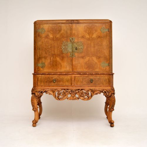 fig 1. Antique Burr Walnut Cocktail Drinks Cabinet By Hille
