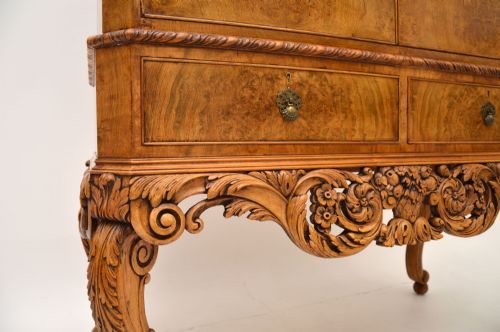 fig 3. Antique Burr Walnut Cocktail Drinks Cabinet By Hille
