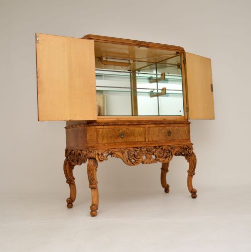 fig 4. Antique Burr Walnut Cocktail Drinks Cabinet By Hille
