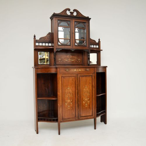 Antique Victorian Inlaid Rosewood Chiffonier Cabinet
