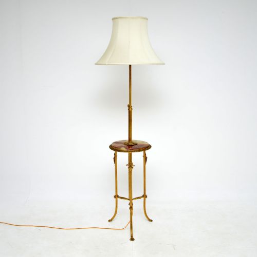 Antique French Onyx and Brass Floor Lamp

