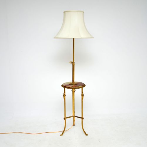 fig 1. Antique French Onyx and Brass Floor Lamp
