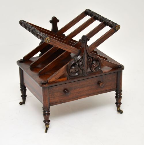 Antique Regency Rosewood Canterbury Magazine Stand
