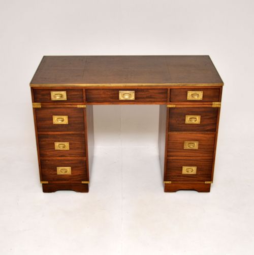 fig 1. Antique Mahogany Military Campaign Style Pedestal Desk