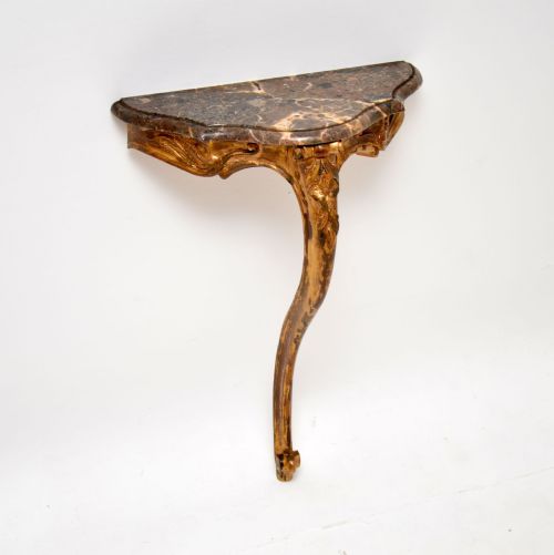 Antique French Gilt Wood Marble Top Console Table
