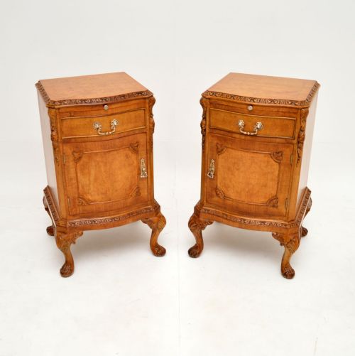 Pair of Antique Burr Walnut Bedside Cabinets
