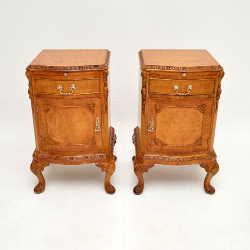 fig 1. Pair of Antique Burr Walnut Bedside Cabinets
