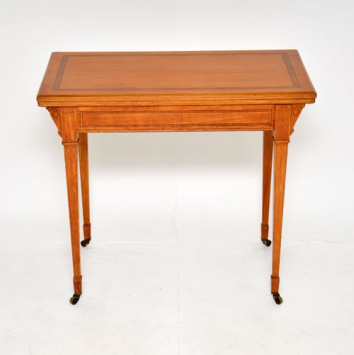 fig 1. Antique Edwardian Inlaid Satin Wood Card Table