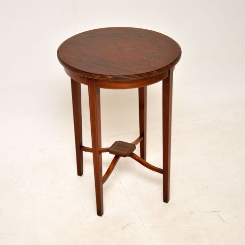 Antique Edwardian Inlaid Satinwood Occasional Side Table
