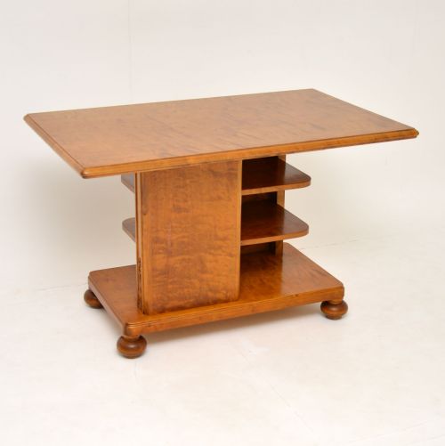 Antique Swedish Satin Birch Coffee / Library Table
