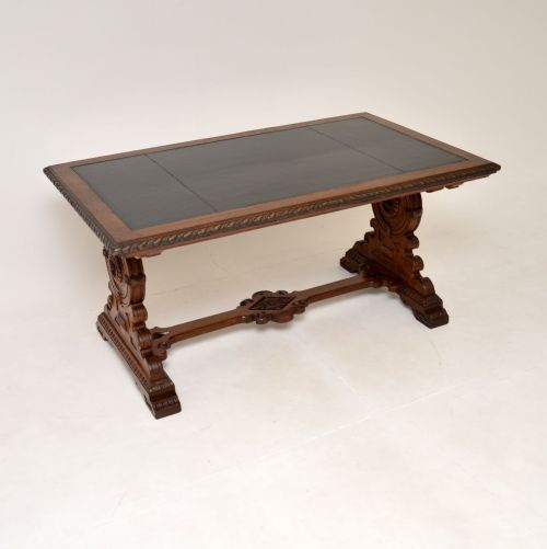 Antique Victorian Arts and Crafts Carved Oak Desk