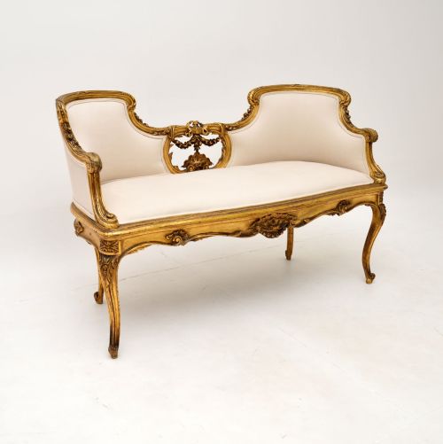 Antique French Carved Gilt Wood Settee
