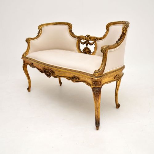 fig 1. Antique French Carved Gilt Wood Settee
