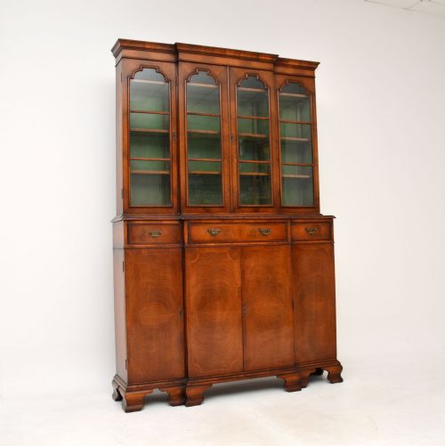 Antique Inlaid Walnut Breakfront Bookcase
