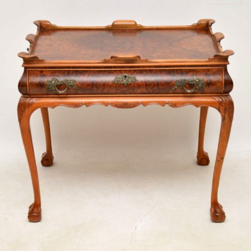 fig 1. Antique Burr Walnut Tray Top Side Table