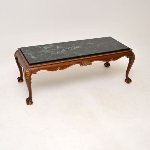 Antique Mahogany Marble Top Coffee Table
