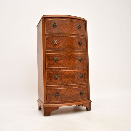 Antique Walnut Slim Chest of Drawers
