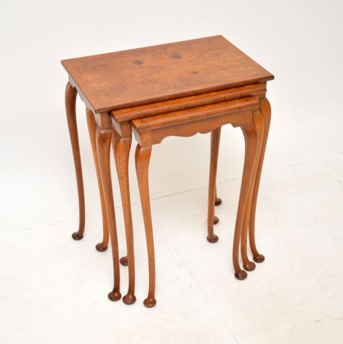 Antique Burr Walnut Nest of Three Tables
