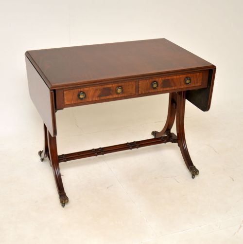 Antique Inlaid Mahogany Drop Leaf Sofa Table
