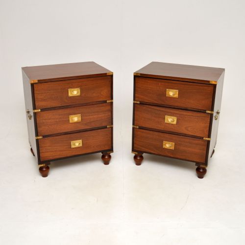 Pair of Antique Mahogany Military Campaign Bedside Chests
